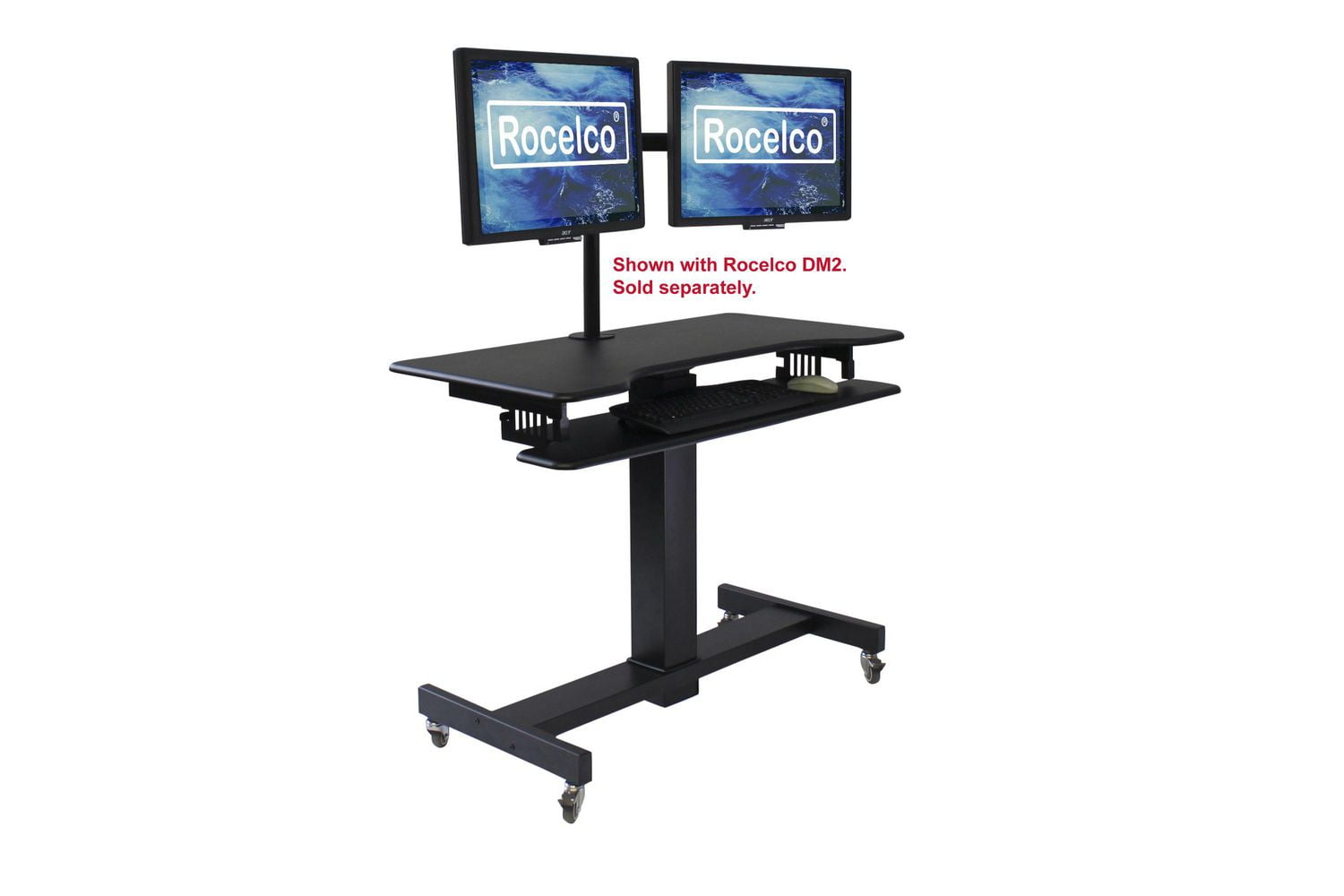 Rocelco Bureau debout mobile réglable en hauteur de 40 "- Bureau assis à domicile Bureau à domicile pour ordinateur d'école Élévateur de poste de travail pour ordinateur d'école - Plateau à clavier à