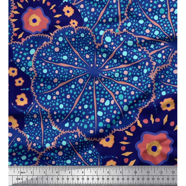 Soimoi Modal Satin Fabric Mosaic Flower Decor Fabric Printed Yard 42 Inch Wide