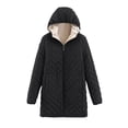 thumbnail image 4 of FAIWAD Women's Winter Coats Hooded Fleece Padded Zip Jackets Long Warm Slim Solid Color Overcoat, 4 of 7