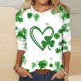 thumbnail image 2 of Besolor Hauts pour Femmes de la Saint-Patrick Tendance Manches 3/4 T-Shirts Imprimés Shamrock Col Rond Mignon Tunique de la Saint-Patrick T-Shirt Hauts, 2 of 3