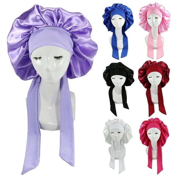 DEBGFS Bonnet Queen Bonnet en Satin Bonnet en Soie pour Dormir Bonnet pour Cheveux Bonnet Ajustable Bonnet de Nuit Bonnet pour Cheveux Bouclés, Noir