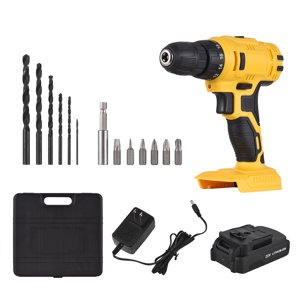 Mistaha portatif 20V Perceuse électrique sans fil avec manchon de 3/8", 18+1 Réglages du couple, 13PCS Bits d'extension, batterie rechargeable et chargeur - jaune