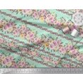 thumbnail image 3 of Soimoi Green Poly Georgette Fabric Leaves & Pink Floral Print Fabric by The Yard 52 Inch Wide, 3 of 3
