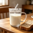 thumbnail image 1 of Tasse d'Eau en Verre avec Couvercle et Paille en Verre Réutilisable, Gobelet Transparent Épais Sans Plomb avec Poignée, Capacité de 400 ml, 1 Unité, 1 of 6