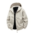 thumbnail image 1 of Mgmyaa Men's Waterproof Jacket Solid Color Full Zip Hooded Windproof Rain Jacket, Lightweight Packable Long Sleeve Outerwear, 1 of 5