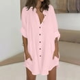 thumbnail image 2 of Timegard Chemises pour Femmes en Coton et Lin à Boutons, Col à Revers, Blouse à Manches 3/4, Hauts d'Automne avec Poches, 2 of 5