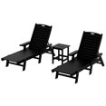 thumbnail image 1 of Bayport Ensemble de 3 Pcs de Chaises Longues/table Inclinables en Plastique HDPE pour Extérieur Noir, 1 of 6