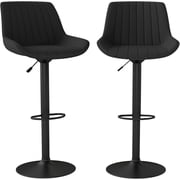 BestOffice Set of 2 Counter Height Swivel Bar Stools, Outdoor Dining Chairs with PU Leather Seats, Black