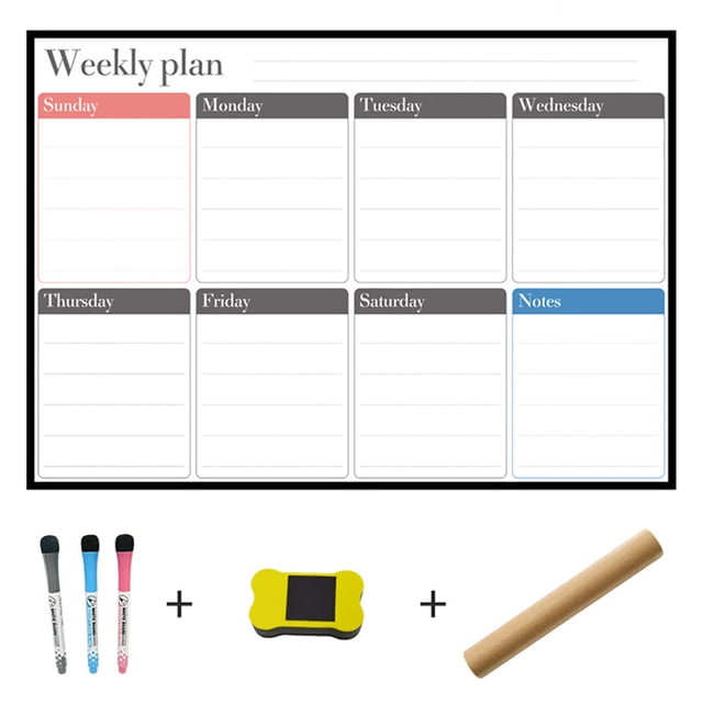Bangcool Ensemble de Calendrier Tableau Blanc Magnétique 11 x 16 Po Calendrier de Réfrigérateur Planificateur Effaçable à Sec