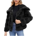 thumbnail image 1 of Hvobtty Veste en Molleton Décontractée à Manches Longues pour Femme, Manteau Chaud en Fausse Fourrure pour Femmes Dames Hiver Uni à Col Rabattu, 1 of 4