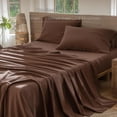 thumbnail image 2 of Bedding Sheet Set Washed Cotton Linen Like Textu Breathable Durable Soft Comfy (Dark Orange Queen), 2 of 6