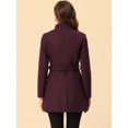 thumbnail image 4 of INSPIRE CHIC Manteau Long Classique pour Femme à Col Montant, Manches Longues, d'Hiver, Ceinturé, Violet Foncé Rouge G, 4 of 6