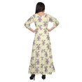 thumbnail image 3 of Moomaya Printed Round Neck 3/4 Sleeve Long Maxi Dress With Drawstring Waist, 3 of 3