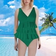 thumbnail image 2 of Duoif Maillot de Bain une Pièce pour Femme, Maillot de Bain pour Femme à Volants, Maillot Gainant Couvrant, Robe de Bain Rétro, Tenue de Bain, Maillots de Bain pour Femme, Contrôle du Ventre, Maillots de Bain pour Femme Vert TG, 2 of 4
