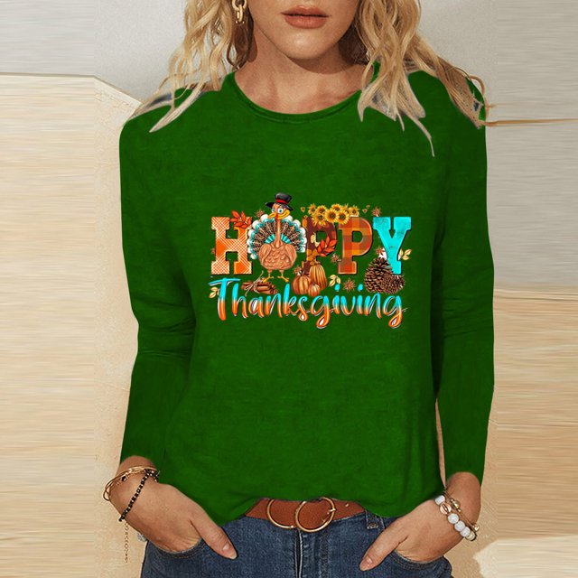Aboser T-Shirts de Fête d'Action de Grâce pour Femmes Mode Citrouille Graphiques Grandes Tailles Automne Manches Longues T-shirt Doux Col Rond Blouses 2025