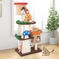 thumbnail image 2 of Gymax Wooden Cat Tree w/ Sisal Scratch Board & Post Padded Perch Hanging Toys Modern, 2 of 10