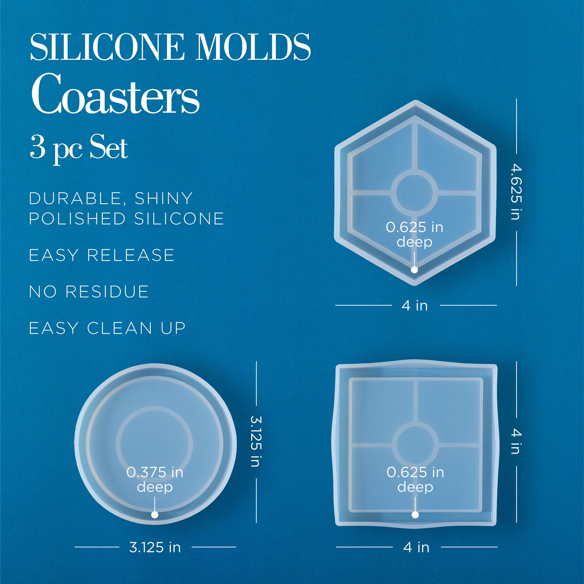Moules en silicone pour sous-verres en résine Mod Podge, lot de 3