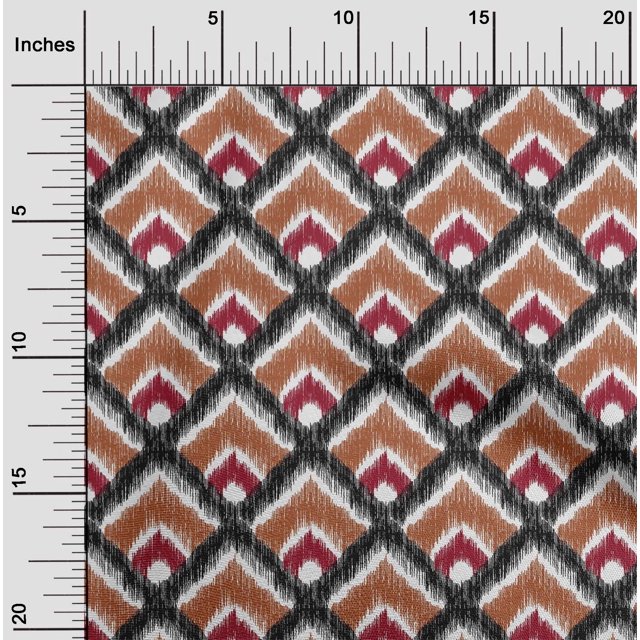 oneOone Cotton Poplin Fabric Argyle Style Ikat Print Sewing Fabric BTY 42 Inch Wide