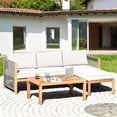 thumbnail image 1 of Costway 3PCS Patio Acacia Wood Sofa Furniture Set Thick Cushion W/Nylon Rope Armrest, 1 of 10