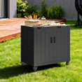 thumbnail image 2 of Outdoor BBQ Prep Table w/Storage Cabinet, Stainless Steel Grill Cart, Heavy Duty Kitchen Work Table for Patio, Lawn, Pizza Oven, Griddle, 2 of 9