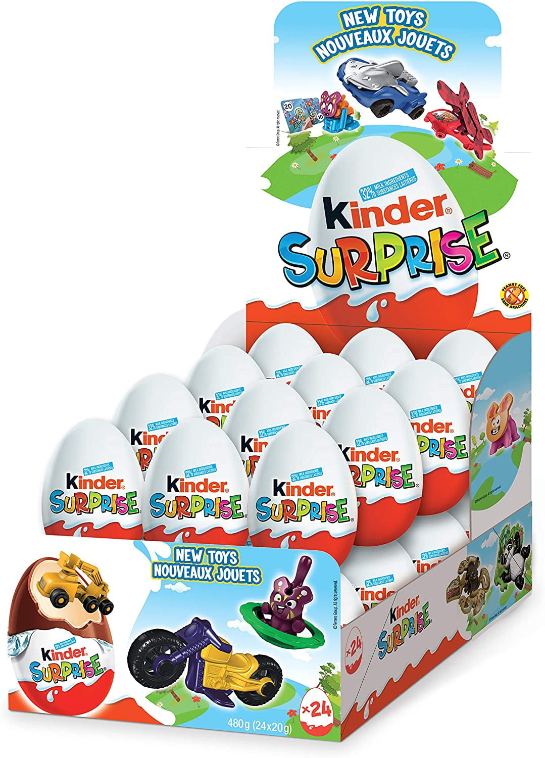 Kinder Surprise Chocolate Eggs with Toys, Classic, 24 Count, 480 grams (20gx24)