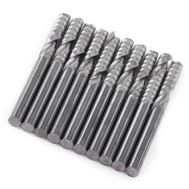 1/8inch Cutting Edge 10pcs Tungsten Carbide End Mill Milling Kit Set Ball Nose End CNC Router Bits For Home Industrial