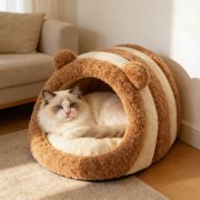 Dvkptbk Pet Bed Pet Villa Cats Bed Bed Removable Dog Bed Winter Warm Cats Bed Two Purpose Pet Nests Pet Mat home decor