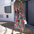 thumbnail image 4 of EQWLJWE Robes pour Femmes Robes pour Femmes 2023 Mode Femmes Été Col Licou Sans Manches Laçage Imprimé Robe Fendue Sans Manches Jupe, 4 of 9