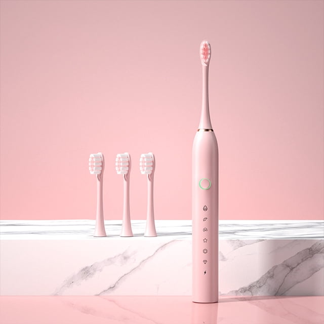LSLJS Electric Toothbrush, Electric Toothbrush with 4 Brush Heads, Smart 6-speed Timer Electric Toothbrush IPX7, Electric Toothbrush