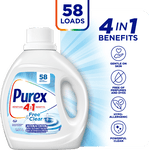 Purex Détergent liquide hypoallergénique concentré, libre et transparent pour la peau sensible, sans parfums et colorants, 1.94L, 58 Charges de lavage, HE Compatible, 1 bouteille