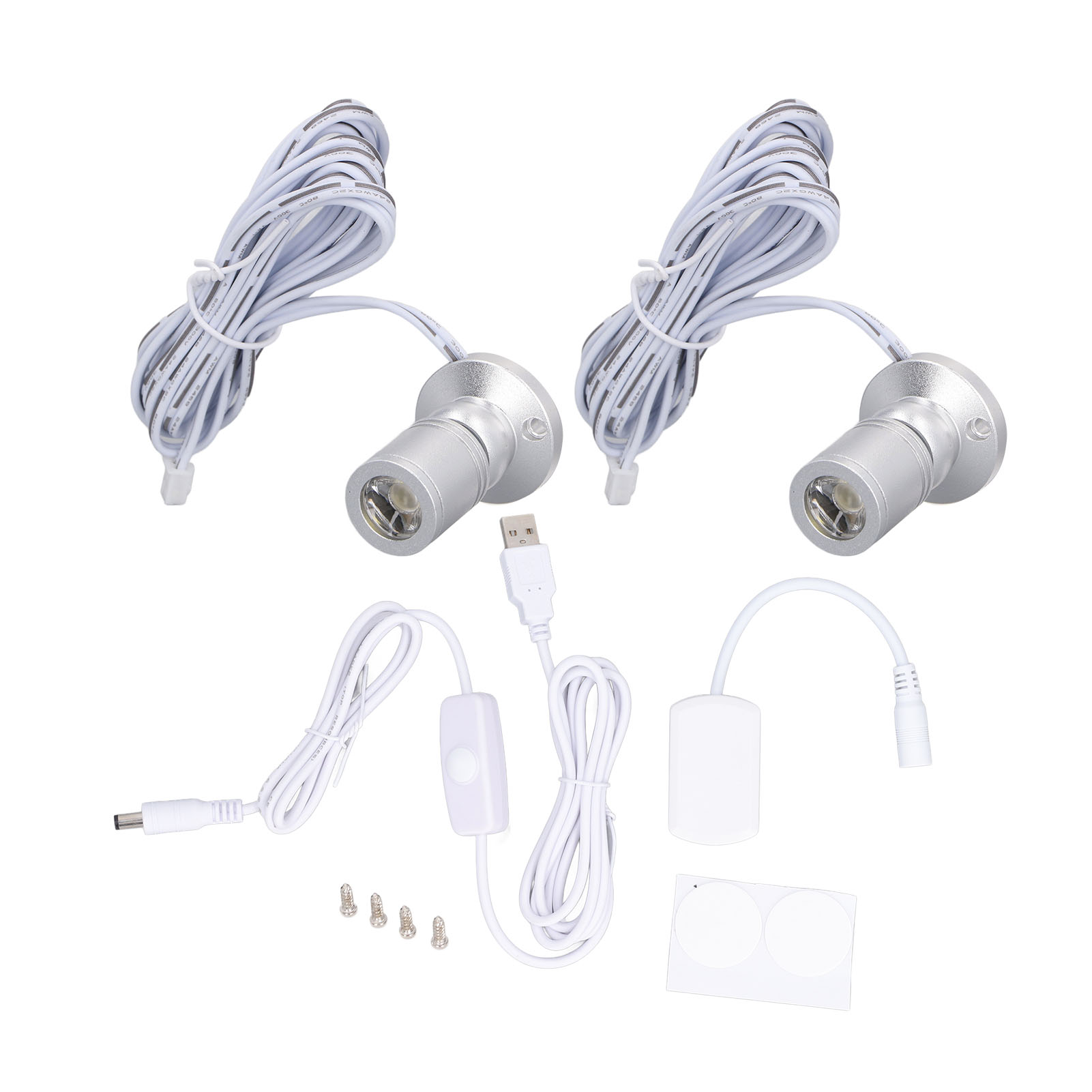 Mini Spots avec Variateur, Mini Projecteur Led Dimmable 5V, 1 à 2 Spots avec Variateur pour Affichage, Bijoux, Armoire