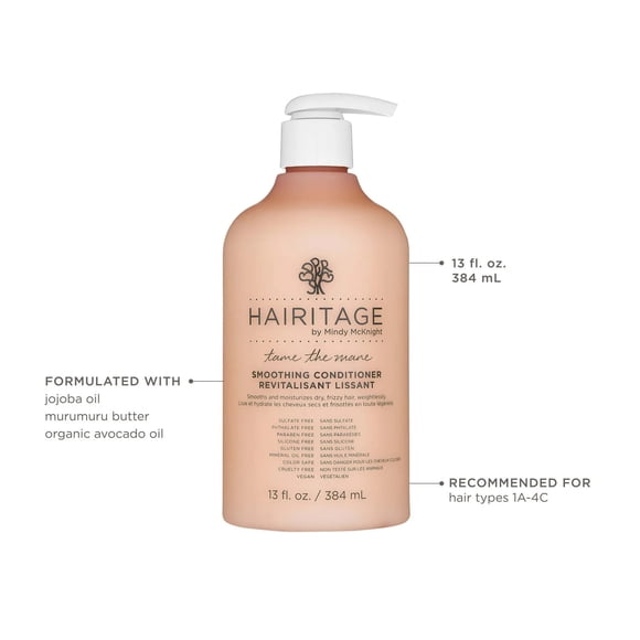 Hairitage Tame The Mane Hair Conditioner for Frizzy Hair, Jojoba & Avocado, 384ml, pump dispenser