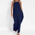 thumbnail image 2 of Penkiiy Robes Maxi pour Femmes 2024 Robe Longue à Bretelles Spaghetti Unie à Col Montant Sans Manches Robes d'Été Fendue à Bretelles Robe Fluide m Bleu Marine, 2 of 5