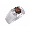 thumbnail image 3 of RYLOS Men's Rings Sterling Silver Rings Classic Designer  9X7MM Oval Gemstone &  Diamond Ring Smoky Quartz June Birthstone Ring Size 13, 3 of 7