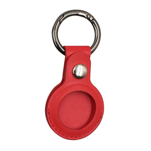 funtasica PU Leather Protective Case Compatible with Airtags, Tracker Holder with Keychain Red
