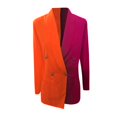 thumbnail image 4 of 2025 Woman's Colorblock Patchwork Womens Zip Up Sweater Long Sleeve V Neck Womens Fleece Plus Size Suit Dress, 4 of 5