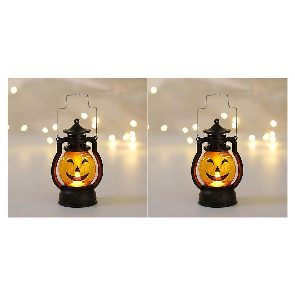 QualitChoice Pumpkin Skull LED Pony Lantern Halloween Decoration Prop Creative Holiday Bar Party Light LED Oil Lamp Prop Dropshipping No.03 2Set