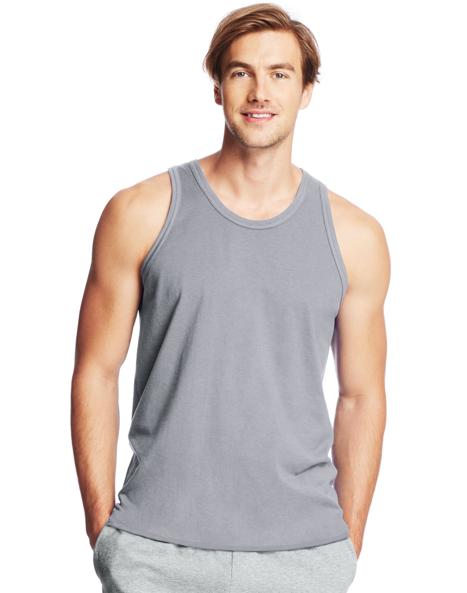 Hanes X-Temp Men`s Performance Tank, L, Light Steel