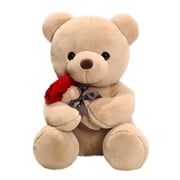 C Brown Valentine'S Day Rose Bear Plush Toy 9 Inches Cuddly Doll Gift For Girlfriend Romantic Stuffed Animal Soft Teddy Bear For Couples Gift
