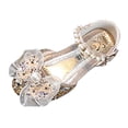 thumbnail image 1 of FhsagQ Winter Shoes Girls Shoes Boots Size 12 Bow Metal Pearl Rhinestone Color Matching Gradient Spring Shoes for Girls Kids Shoes Boots Size 5.5 Girls Winter Shoes Gold Size 29, 1 of 4