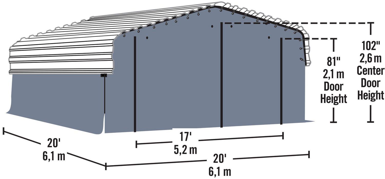 Ensemble parois grise pour abri auto 20 x 20 pi