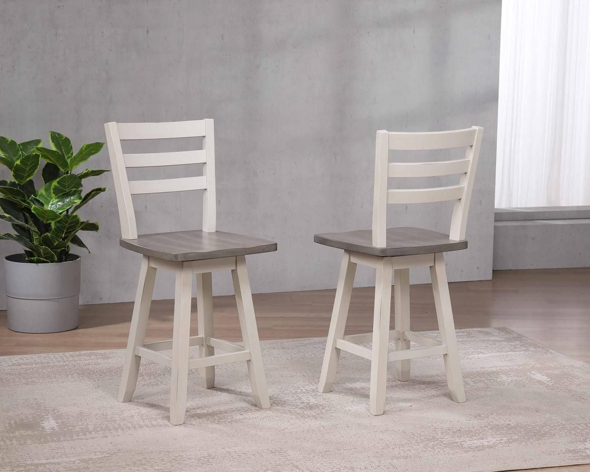 Tabouret de bar Sophia, ensemble de 2, Gris/Blanc