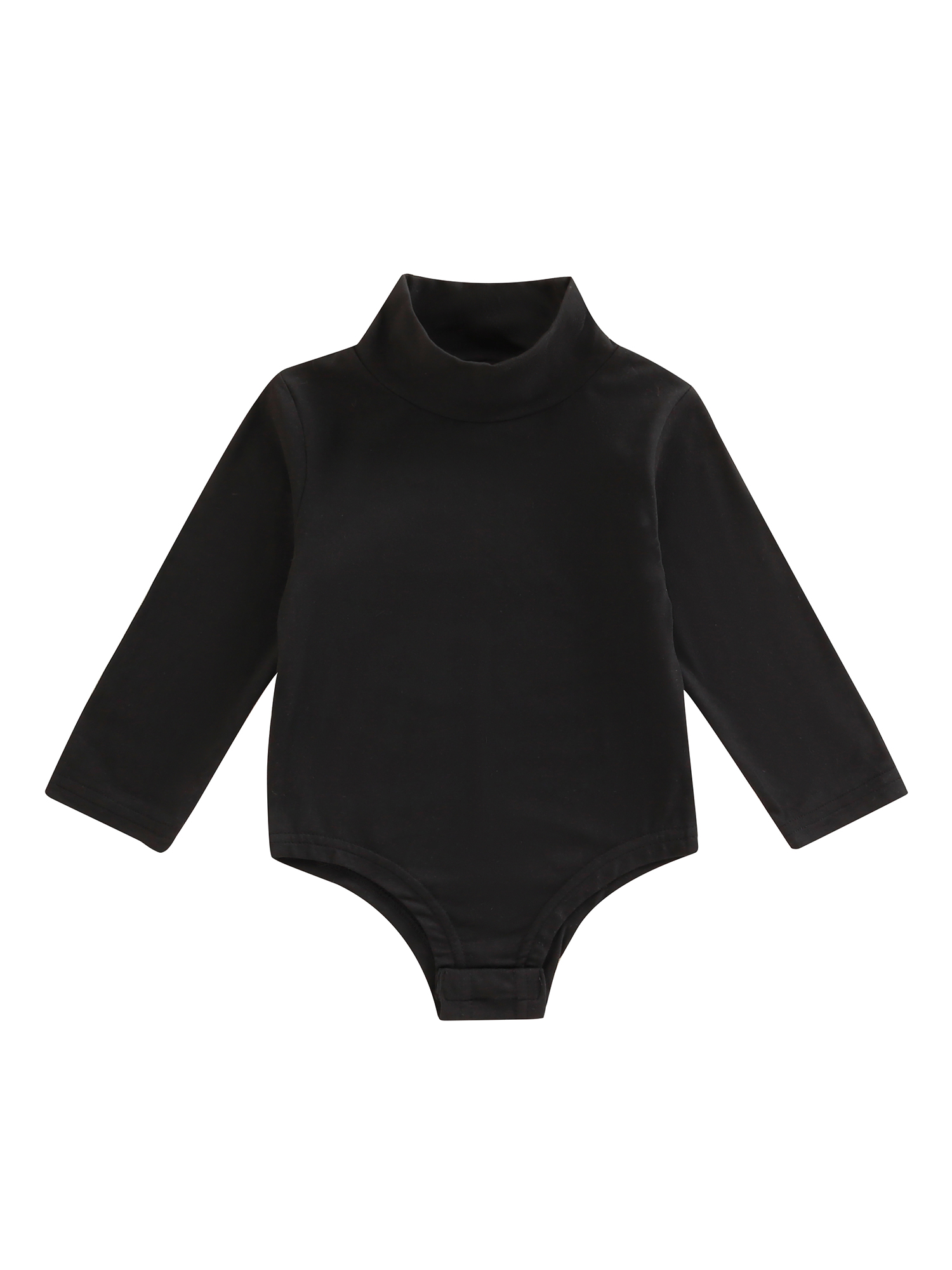 FOCUSNORM Infant Baby Spring Romper Solid Color Long Sleeve Turtleneck High Stretch Jumpsuit for Boys Girls