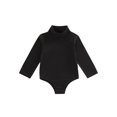 thumbnail image 1 of FOCUSNORM Infant Baby Spring Romper Solid Color Long Sleeve Turtleneck High Stretch Jumpsuit for Boys Girls, 1 of 9