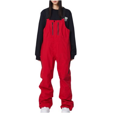 Penkiiy Womens Ski Bibs Snow Pants Super Baggy Snowboard Loose Bibs Waterproof Windproof Insulated Warm Winter XS Red