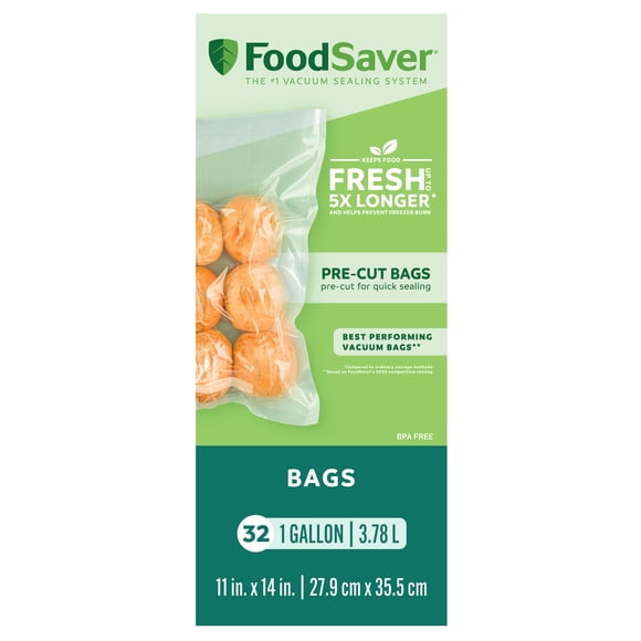 FoodSaver Gallon Pre-Cut Vacuum Sealer Bags (3.78 L), 32 Pack