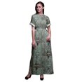 thumbnail image 1 of Bimba Robe Longue d'Été en Rayonne à Imprimé Géométrique Damassé, Manches Kimono, Fente, X-Grand, 1 of 6