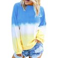 thumbnail image 1 of Women's Multicolor/Black/Blue/Purple Color Block Tie Dye Pullover Sweatshirt, 1 of 10