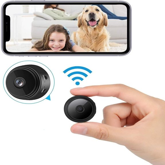 JUNWELL 2021 Nouvelle Version Mini Caméras Wi-Fi Caméra avec Audio et Vidéo Diffusion en Direct avec Application pour Téléphone Cellulaire Enregistrement Sans Fil -1080P HD Caméras de Nounou avec Vision Nocturne. Minuscules Caméras pour Intérieur/extérieur