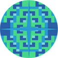 thumbnail image 1 of Ahgly Company Tapis d'Intérieur Lavable en Machine Carré Bleu Transitionnel, 3 Pieds Carré, 1 of 7